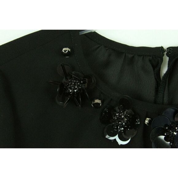 Catherine Malandrino Top XS Black Womens Sequin Ruffle Cocktail - Picture 3 of 12